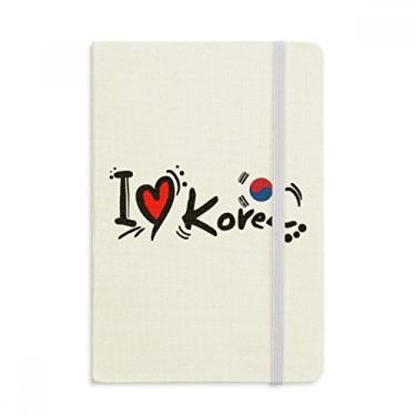 Imagem de Caderno de ilustração de coração I Love Korea com a palavra Love Korea, capa dura oficial, diário clássico