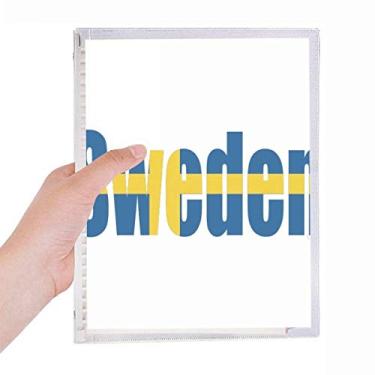 Imagem de Caderno com nome da bandeira da Suécia com folhas soltas e diário recarregável