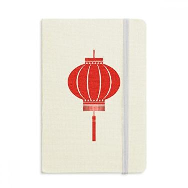 Imagem de Caderno com estampa de lanterna chinesa tradicional vermelha oficial de tecido capa dura diário clássico
