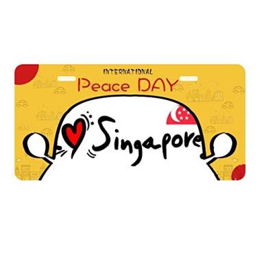 Imagem de DIYthinker Placa de licença I Love Singapura com a palavra Love Heart Ilustration para decoração de carro, dia da paz