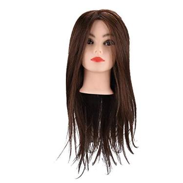 Imagem de Boneca de cabelo de cabeça de manequim, cabelo humano de 50 cm, cabeça de boneca falsa, cabelo humano, modelo de cabeça de treinamento de cabeleireiro, cabeleireiro, cabeleireiro, prática de corte de