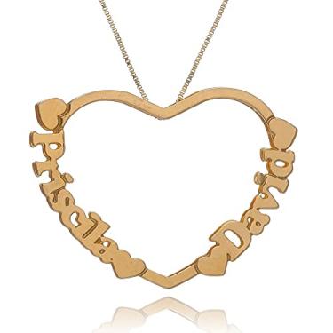 Imagem de Colar Personalizado Mandala Formato de Coração Envolvido pelo Nome Folheado em Ouro 18K