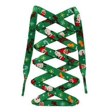 Imagem de Teeoff Cadarços estampados planos, cadarços para tênis, cadarços divertidos de designer, Natal - Cervo, 47.2"