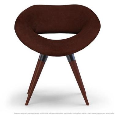 Imagem de Poltrona Beijo Marrom Cadeira Decorativa Com Base Fixa De Madeira - Cl
