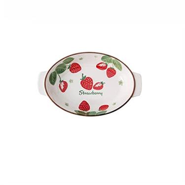 Imagem de GUIPAIHAI Tigela e prato de cerâmica estilo desenho japonês pintado à mão com padrão bonito para macarrão doméstico e macarrão de arroz (Tamanho : Estilo C/27 cm16,5 cm5,5 cm)