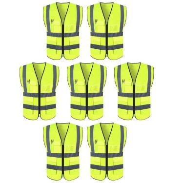 Imagem de Colete Refletivo Sinalizador Kit 7 Unidades EPI Segurança Proteçao Blusao Fluorescente Obra Sinalizaçao