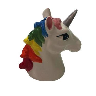 Imagem de Cofre Ceramica Busto Unicornio Colorida Decorativo Infantil - Maisaz