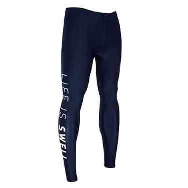 Imagem de Bestgift Conjunto masculino Rash Guard de manga comprida protetor solar secagem rápida roupa de surfe com snorkel azul marinho GG