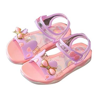 Imagem de Sandália de menina tamanho 11 verão princesa sapatos de praia moda sapatos de couro para crianças pequenas e meninas sandálias tamanho 6, Roxo, 13.5 Little Kid