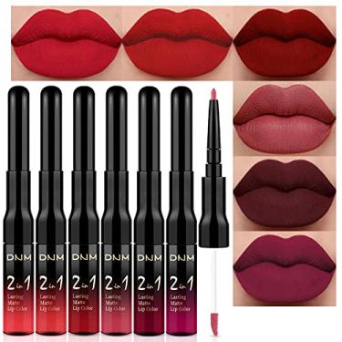 Imagem de evpct Conjunto de delineador e batom vermelho escuro roxo roxo ameixa fosca labial e conjunto de batom de longa duração à prova d'água labiales matte mate larga duracion listip 24 horas a prueba de agua mate 24 horas originales