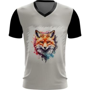 Imagem de Camiseta Gola V Raposa Fox Ilustrada Abstrata Cromática 2 - Kasubeck S