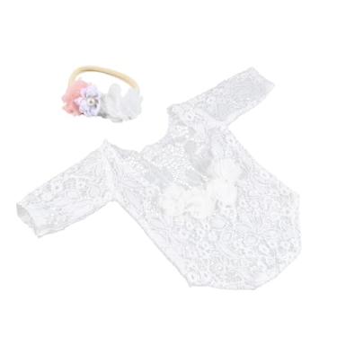 Imagem de SHERCHPRY 1 conjunto de roupas de fotografia de bebê calças brancas de chiffon roupas para recém-nascidos, Branco, 29.30X14.00X2.00CM