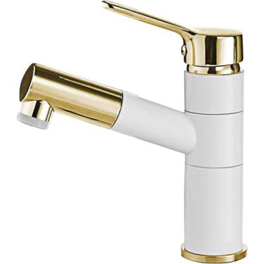 Imagem de Torneiras de lavatório quente e fria, Torneira misturadora de lavatório Pull Out Spray, Torneiras de lavatório, Torneiras giratórias, Pulverizador pull down, Torneiras misturadoras de lavató