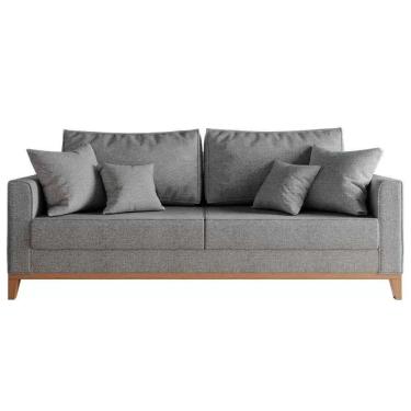 Imagem de Sofa 2 Lugares Monaco 1,40 M com Almofadas Linho Cinza