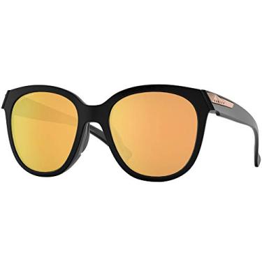 Imagem de Oakley Oo9433 Óculos de sol femininos redondos com chave baixa, Preto fosco/Prizm ouro rosa polarizado, 54 mm