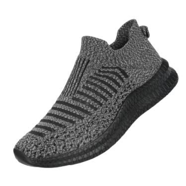 Imagem de changshen Tênis de caminhada masculino leve e respirável para corrida de estrada sem cadarço, Cinza, 40