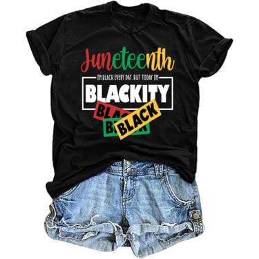 Imagem de Black History Shirts Women: Juneteenth Shirt Blackity Graphic Tee Tops Black Pride Camiseta Africana, Preto, M
