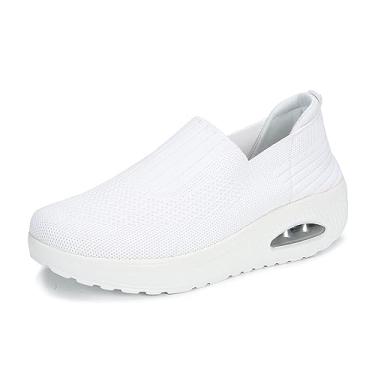 Imagem de Veroders Sapatos femininos de enfermeira para trabalho plataforma tênis de caminhada anabela ortopédica, 2266 branco, 5.5