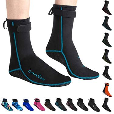 Imagem de OMGear Meias aquáticas de neoprene, botas de praia, 3 mm, coladas, costuradas, antiderrapantes, meias de natação (corte alto de 3 mm/água, PP (masculino 34 a 36, feminino 38 a 40)