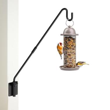 Imagem de Monalife Gancho de parede montado na parede, cabide estendido para plantas ao ar livre, alimentador de pássaros, cabide para cerca de metal, pastores, ganchos para pendurar comedouro de beija-flor,