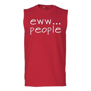 Imagem de Camiseta masculina Eww... People Muscle Funny Anti-Social Humor Humans Suck Introvert Anti Social Club Sarcastic Geek, Vermelho, G
