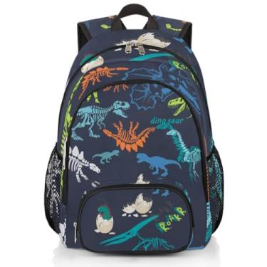 Imagem de FUMAFI Mochilas infantis de 45,7 cm para meninos e meninas, mochila escolar, capacidade, mochila para laptop para crianças de 6 a 12 anos de idade e meninos, Dinossauro 2, Large