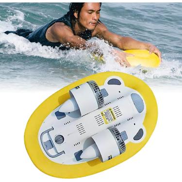 Imagem de Scooter subaquática portátil de 300 W, pontão movido a água de 5 km/hora, reforço de natação com bateria e motor duplo para brincadeiras aquáticas, flutuação e mergulho