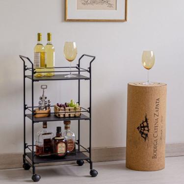 Imagem de Carrinho de Bebidas Decorativo Retangular 3 Andares Preto