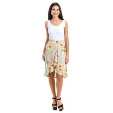 Imagem de Saia Midi Transpassada Malha Estampada  Babados - Serena-Feminino