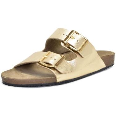 Imagem de Pierrô, Sandália birken Pierrô anatômica couro legítimo cor dourada Tamanho:42;Gênero:Feminino;Cor:Dourado