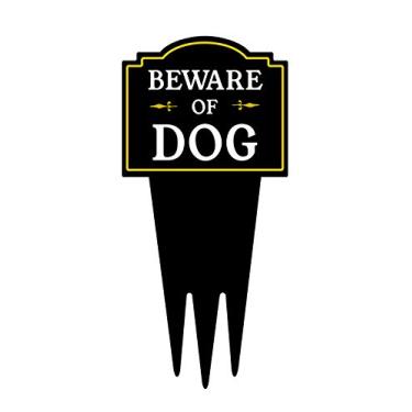 Imagem de Brookfield Products Beware of Dog Yard Sign with Stake | Warning Dog on Premises | Design exclusivo triplo "autoestacamento" | Placas de gramado de alumínio dibond resistentes