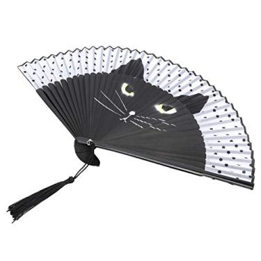 Imagem de Leque de Mão Pequeno Dobrável, Ventilador Dobrável para Gato, Estilo Japonês, Desenho Animado, Portátil, Pintado, Jato de Tinta, Dança de Casamento, Presentes de Igreja