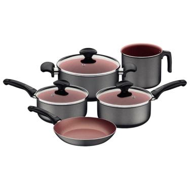 Imagem de Jogo de Panelas Vermont 5 Peças em Alumínio com Revestimento Interno e Externo Antiaderente Grafite Tramontina 27899/041