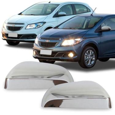 Imagem de Aplique Cromado Capa Retrovisor Chevrolet Onix Prisma 2013 à 2019 Par 