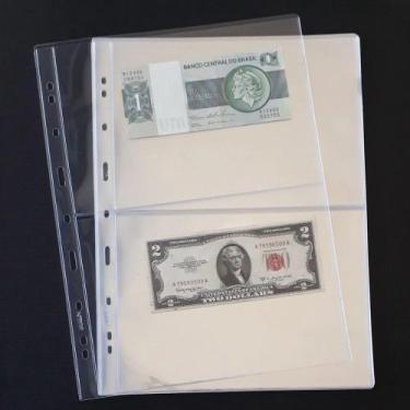 Imagem de 10 Folhas Para Cédulas Acetato 2 Divisões 32x24cm S/Bolso 3BZN