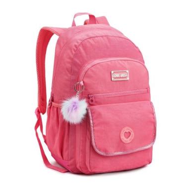 Imagem de Mochila Escolar Passeio Feminina Pompom Holografica Grande Denlex, Ros