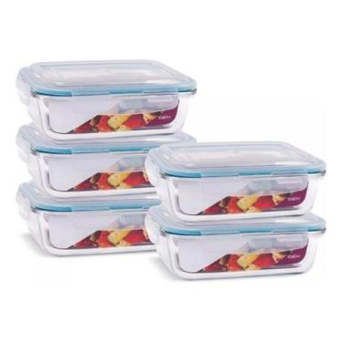 Imagem de Conjunto 5 Potes Vidro Hermético Marmita Mantimentos 1040ml - Ecos