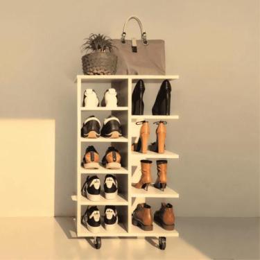 Imagem de Sapateira prática e versátil móvel multi-uso 50x30x80cm Branco - Móvei