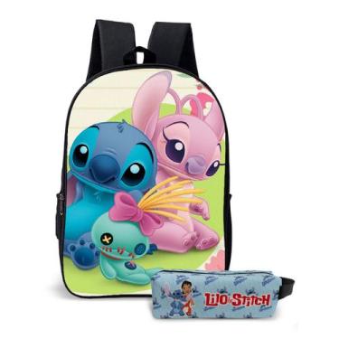 Imagem de Kit Mochila e o estojo Escolar Masculino Feminino Stitch Volta às Aula