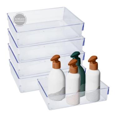 Imagem de Kit 5 Organizador Gaveta Escritório Acessórios Maquiagem Papelaria - P