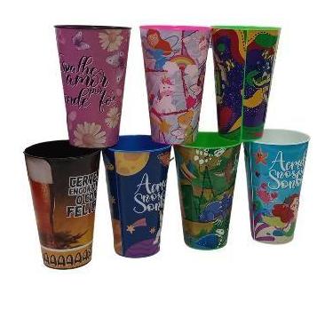 Imagem de KIT 10 Copos Coloridos Plástico Unidade 600ML - Long Neck - Ideal para