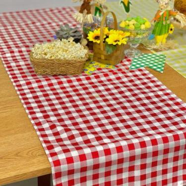 Imagem de Trilho Caminho de Mesa Xadrez Vermelho Piquenique Festa Junina - Mille