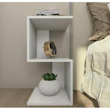 Imagem de Mesa de cabeceira "S" 30x30x65cm Branco - Móveis Novo Estilo