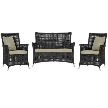 Imagem de Jogo Sofá e 2 Poltronas de Área Igapó Alumínio Pintura Fendi Corda Náu