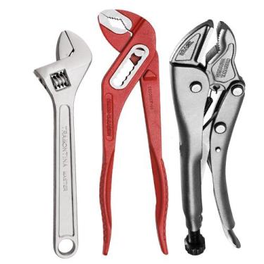 Imagem de Kit Alicate De Pressão + Alicate Bomba D Água + Chave Ajust. - Tramont