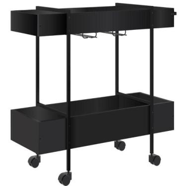 Imagem de Carrinho Bar Rodízio Artesano 93,5 cm (largura) em MDP Preto Estrutura