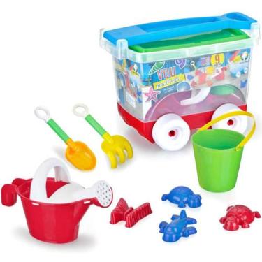 Imagem de Kit Brinquedo Praia Com Baldinho, Regador, Carrinho De Puxar - Monte L