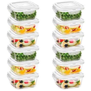 Imagem de Kit 12 Potes Vidro Hermetico Tampa Com Vedação Silicone 800ml - LP Hou