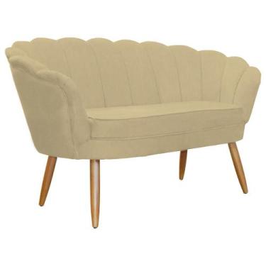 Imagem de Namoradeira Decorativa Pétala Sala de Estar Tecido Suede Bege Kimi Dec