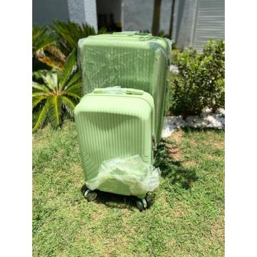 Imagem de Kit Mala Grande 35kg + Mala Bordo 10kg Polipropeno - UltraLeve, Verde 